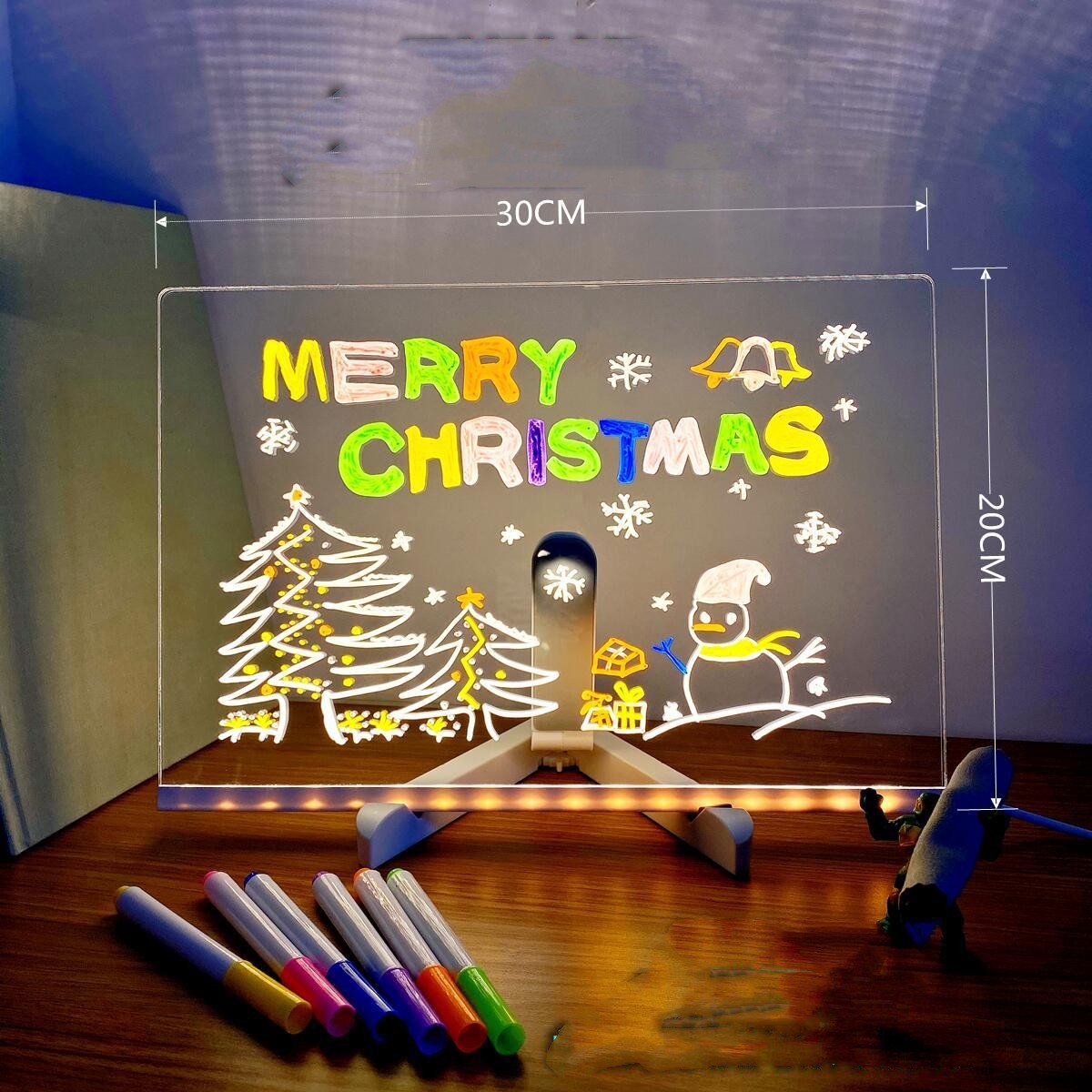 Acrylic DIY Note Board LED Night Light Creative Message Board Holiday Lamp With 7Pens USB LED Desk Lamp Note Daily Moment Painting Lamp Style6