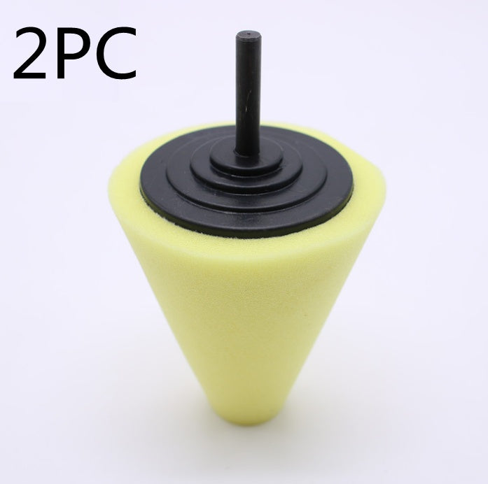 Car wheel polishing disc detail polishing wheel in the net steel ring polishing sponge plate with 6MM handle cone sponge wheel Yellow 2PC