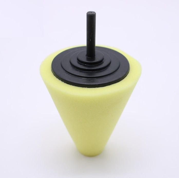 Car wheel polishing disc detail polishing wheel in the net steel ring polishing sponge plate with 6MM handle cone sponge wheel Yellow