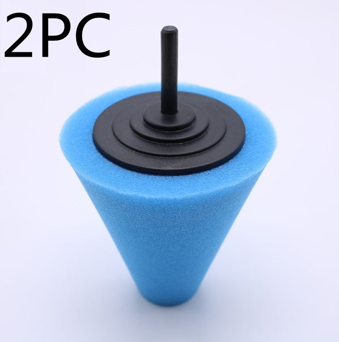 Car wheel polishing disc detail polishing wheel in the net steel ring polishing sponge plate with 6MM handle cone sponge wheel Blue 2PC