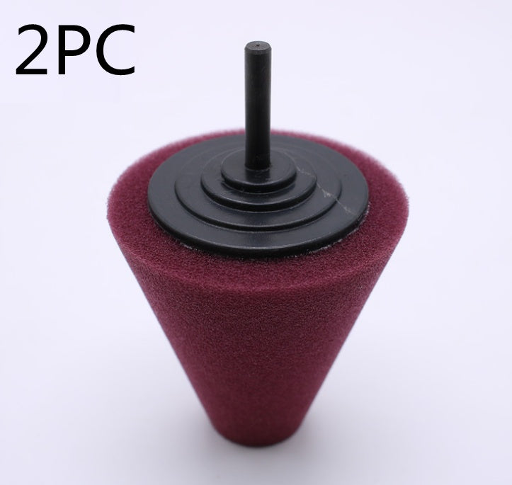 Car wheel polishing disc detail polishing wheel in the net steel ring polishing sponge plate with 6MM handle cone sponge wheel Wine red 2PC