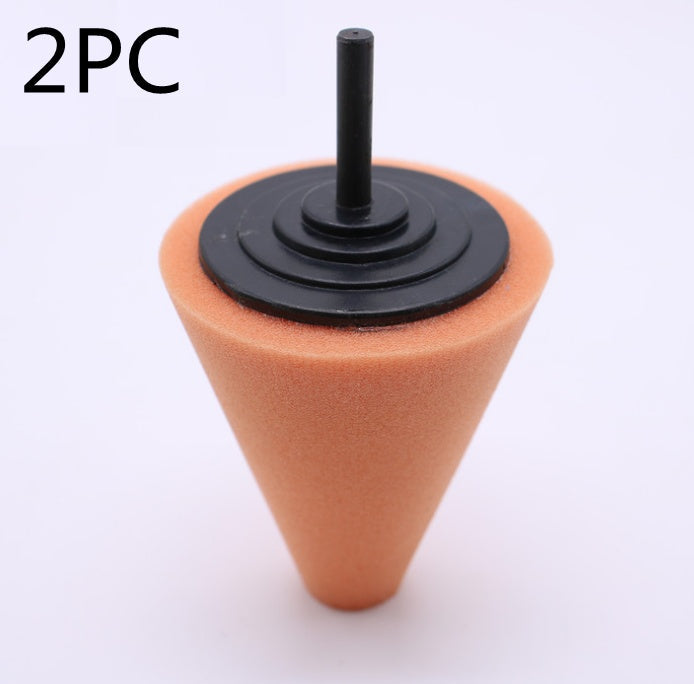 Car wheel polishing disc detail polishing wheel in the net steel ring polishing sponge plate with 6MM handle cone sponge wheel Orange 2PC