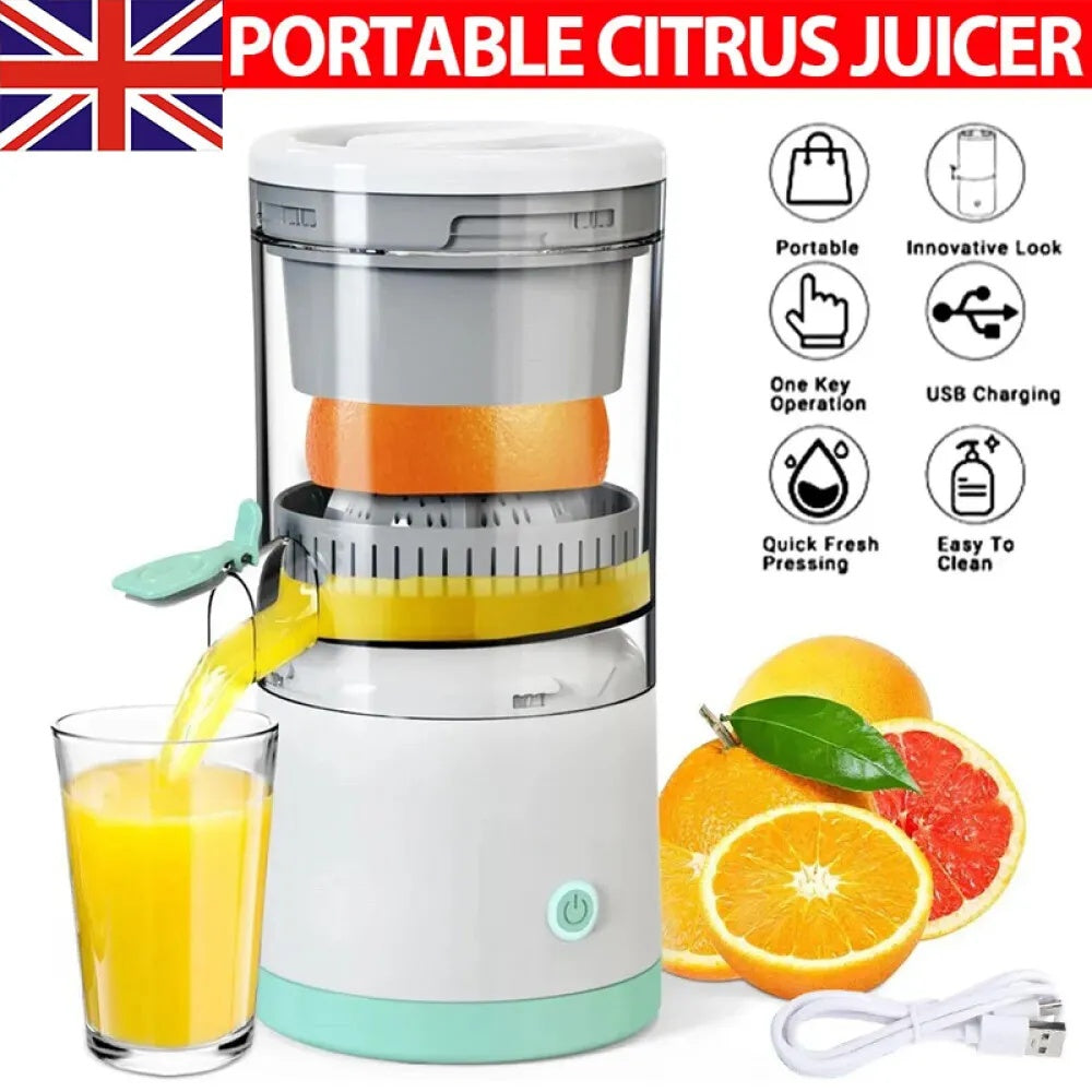 Electric Citrus Juicer Juice Squeezer Portable Press Machine Fruit Extractor UK JuicerWhite