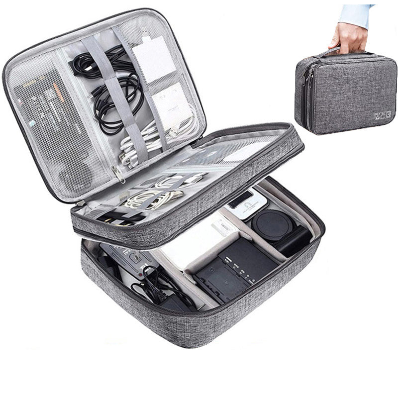 Electronics Organizer Travel Cable Organizer Bag Waterproof Portable Digital Storage Bag Electronic Accessories Case Cable Charger Organizer Case Multifunctional Waterproof Storage Bag Gray