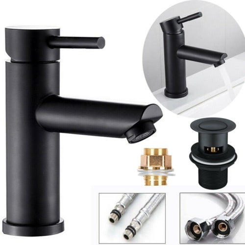 Modern Basin Sink Faucet Matte Black Brass Single Handle Bathroom Single Faucet