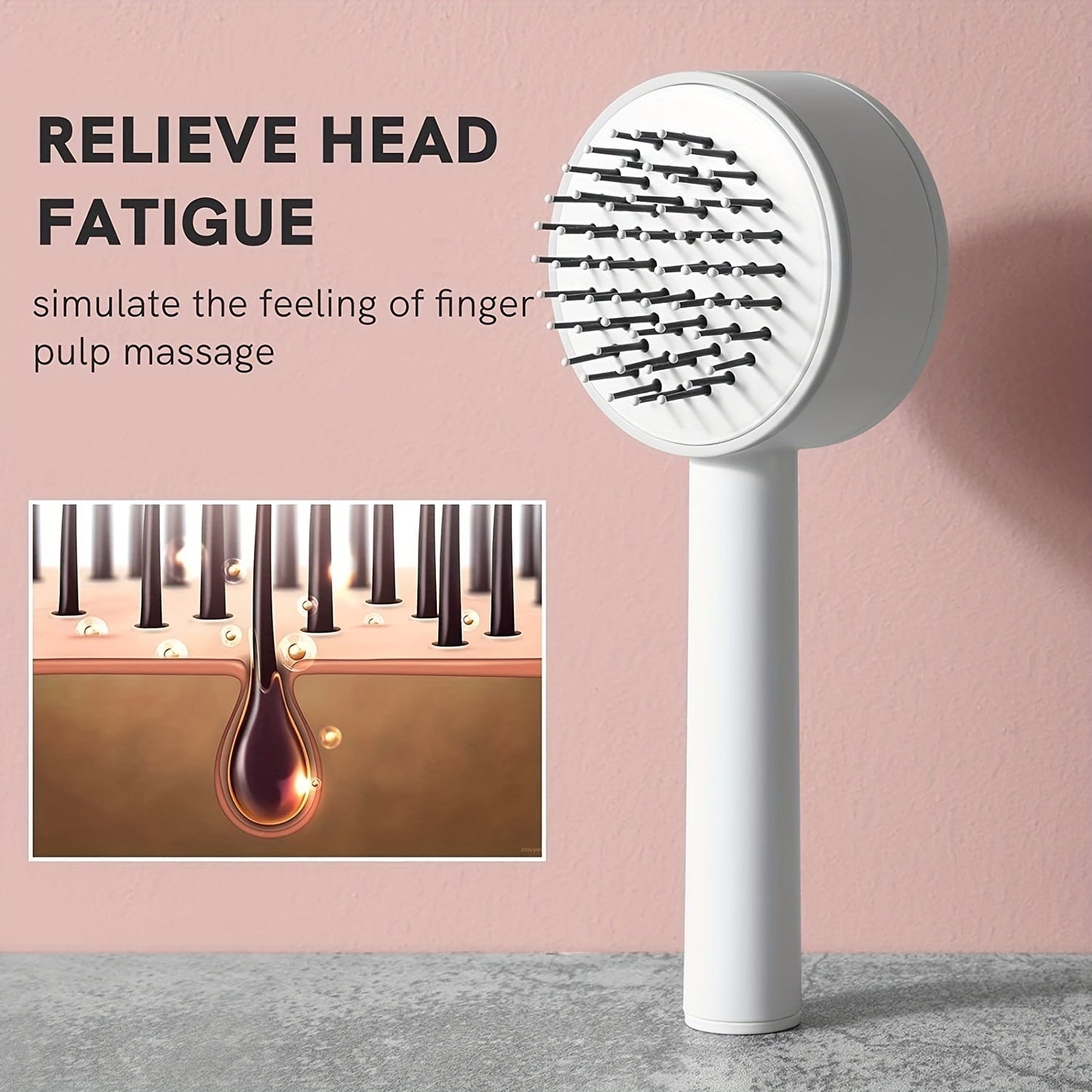 One-key Self-cleaning Hair Brush For Women Curly Hair Brush Anti-Static Airbag Massage Comb Airbag Massage Scalp Comb Professional Detangling One-key Self-cleaning