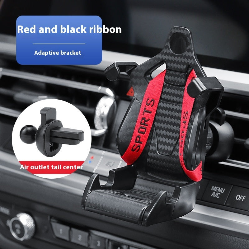 Racing Seat Shape Car Phone Holder Auto Air Vent Mobile Phone Clip 360 Degree Rotatable Car Cellphone Rack For Car Interior Red Ribbon