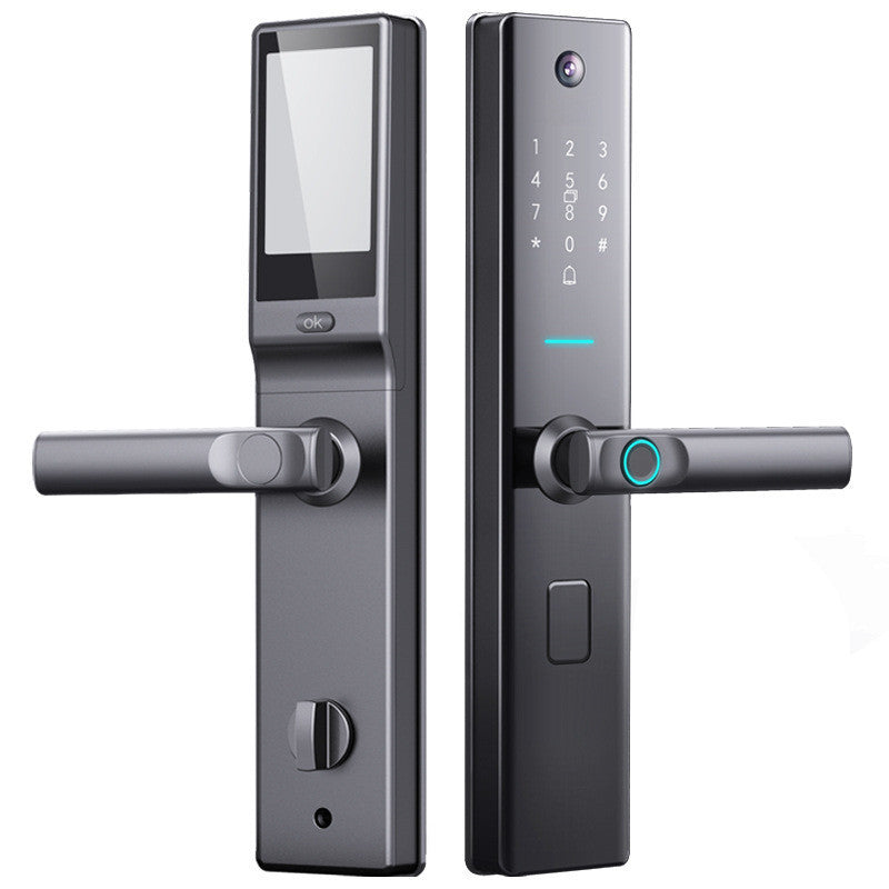 Smart Home Anti-theft Semi-automatic Fingerprint Lock with camera scan Black